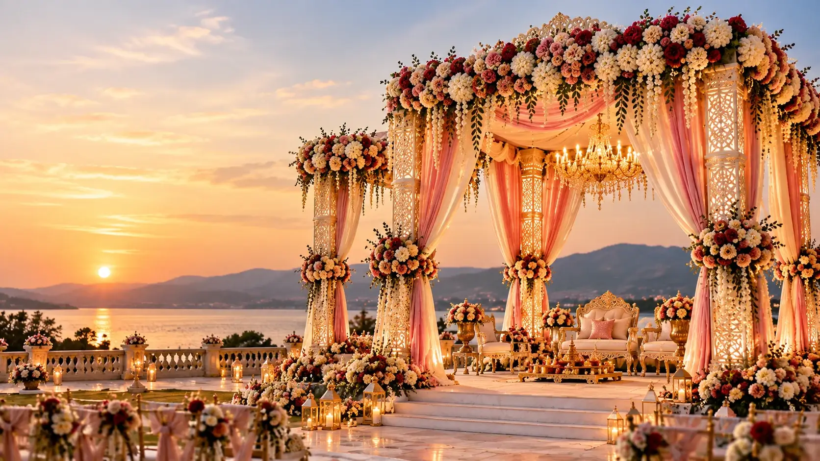 Wedding Decoration Products & Materials for Global Event Professionals elegant wedding mandaps, stages, centerpieces, decorative furniture and wedding décor materials for decorators, event planners and wholesale buyers worldwide.