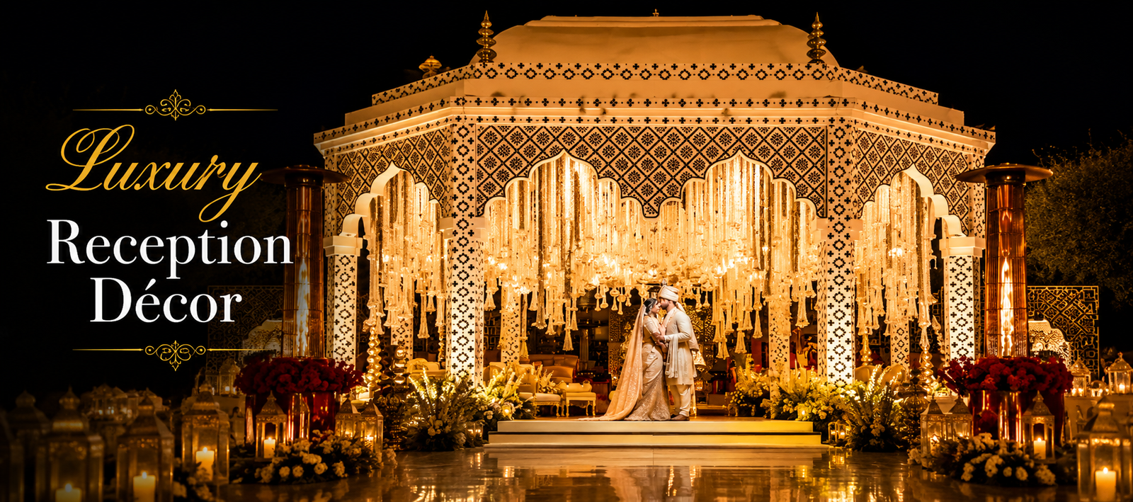 Premium White Wedding Mandap with Elegant Floral Décor by Mahavir Enterprises Export